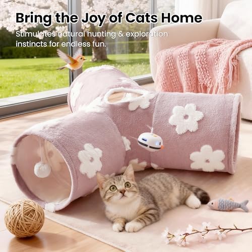 Tempcore Cat Tunnel, 3-Way Collapsible Toy for Indoor Cats, Burlwood - Image 4