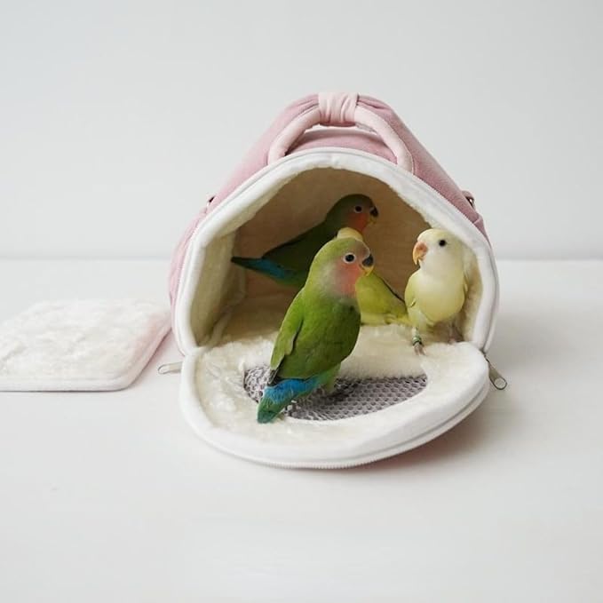 Parrots Outdoor Carriers Bag Portable Parrots Handbag with Mesh Window Bag and Pad for Parrots Bird Carrying Pet Supplies Travel Cage (Orange)