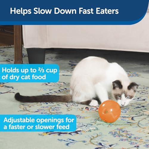 PetSafe Slimcat Feeder Ball Cat Toy, Orange, 1 Count (Pack of 6) - Image 2