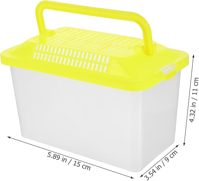Toddmomy Portable Fish Tank Handheld Aquarium with Handle Transparent Turtle Box and Pet Hamster Carrier for Reptiles Tortoises and Small Pets 5.9X4.3X3.5 Inch