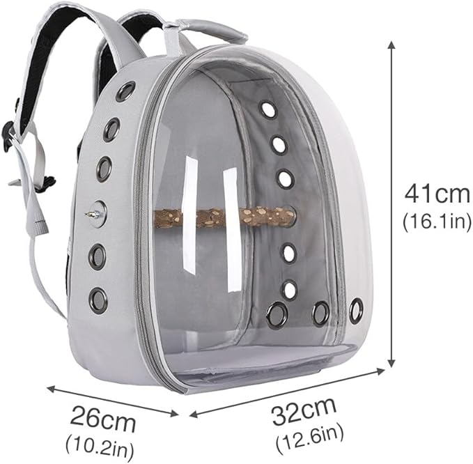 Parrot Backpack with Wooden Perch Standing Bird Carrier Cage, Carrier Shoulders Bag for Pet Birds Magpies Outing Travel (Pink)