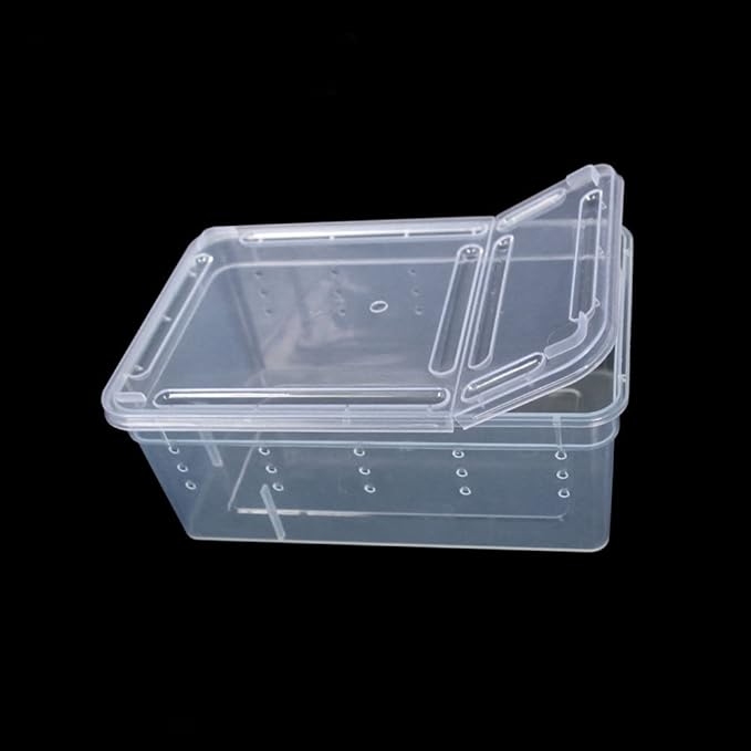 OMEM Portable Reptile Terrarium Habitat for Mini Pet Houses Breathable Holes Stackable Container (XS)