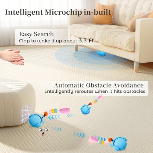 ORSDA Cat Toys for Indoor Cats, New Intelligent Voice Timing Touch Control Cats Ball, Simulate Mouse Sound Kitten Toy, Automatic Interactive Moving Cat Toy for All Ages - Image 3