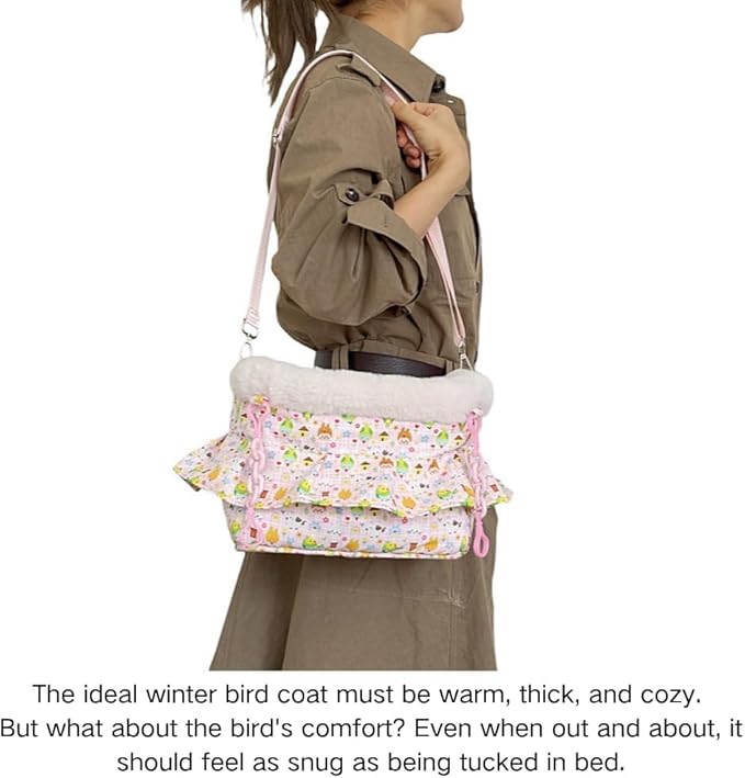 2 in 1 Warm Bird Carrier Bag, Bird Hammock Bed for Cage, Winter Travel Bag, Portable Parrot Outing Bag for Lovebird, Budgie, Conure, Quaker, Small Medium Birds (Blue,Medium)