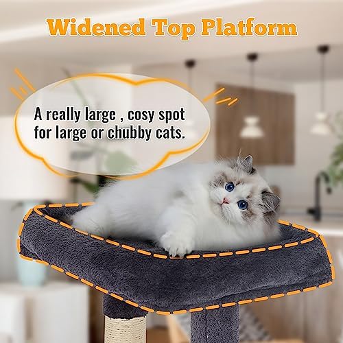 FDW 37.8" Cat Tree Tower | Dark Gray | Multi-Level Indoor Activity Center - Image 2