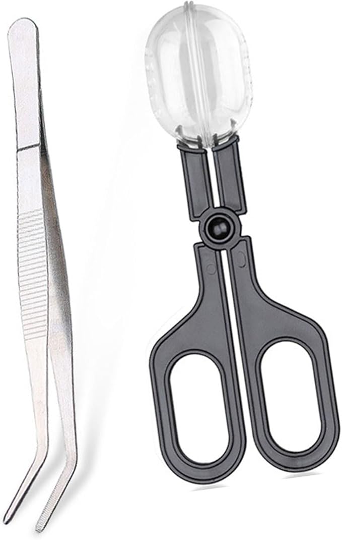 NonSlip Clamp Reptiles Feeding Tweezers with Clear Catcher Catching Tool for Safe Use Reptiles Care Supplies