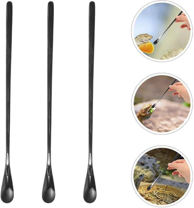 balacoo 3pcs Reptile Food Spoon Handle Feeding Tool for Lizards and Small for Easy Use and Portability for Tortoise and Gecko Care