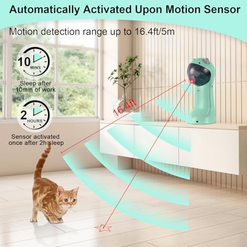 TBTeek Cat Toy, Automatic Cat Toy, 5 Fun Patterns, 4 Speed Modes (Green) - Image 3