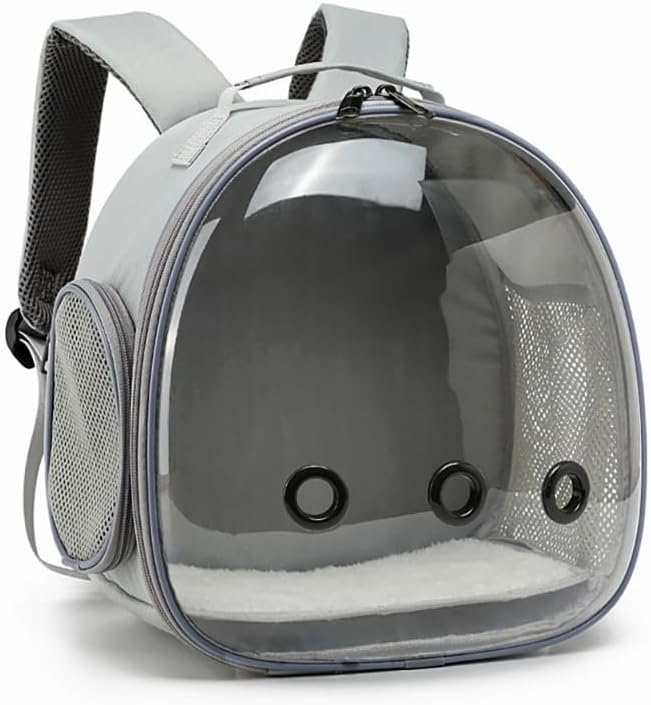Animal Carrier Backpack Travel Portable Small Breathable Backpack for Hamster Pet Bag Guinea Pig Carrier Rabbit Bird (Grey)
