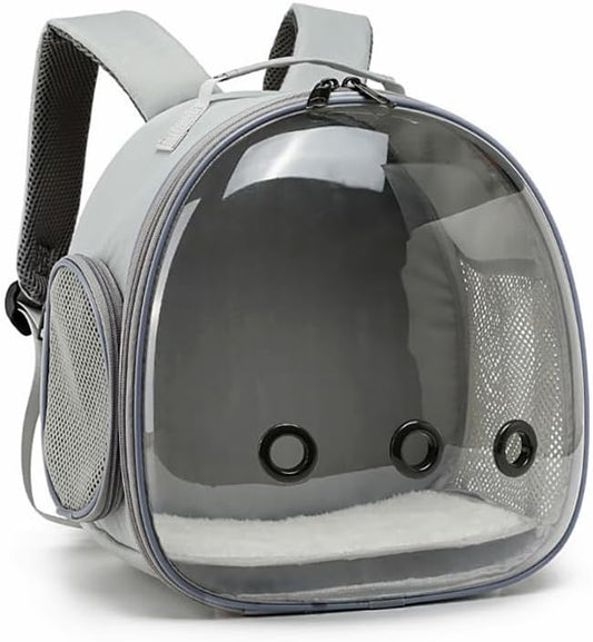 Animal Carrier Backpack Travel Portable Small Breathable Backpack for Hamster Pet Bag Guinea Pig Carrier Rabbit Bird (Grey)