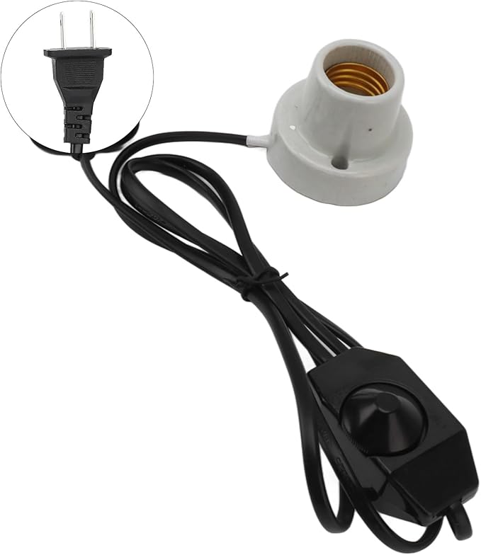 Reptile Lamp Holder Ceramic E27 Socket Reptile Heat Lamp Holder for Lizard Turtle Professional Heat Light Fixture Holder (US Plug 120V)