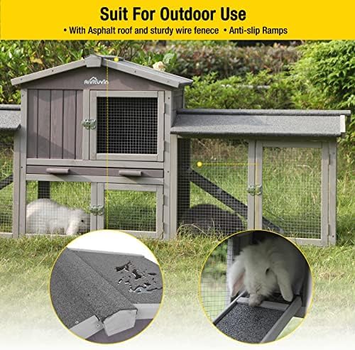 Aivituvin Rabbit Hutch Bunny Hutch Large Rabbit Cage, Indoor Bunny Cages Outdoor Rabbit House (Style2)