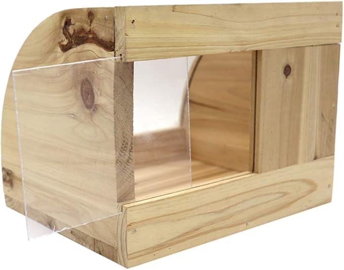 Solid Wood Reptile Terrarium Chinchillas Hamster Bath House Lizard Turtle Sector Breeding Box Pet Supplies