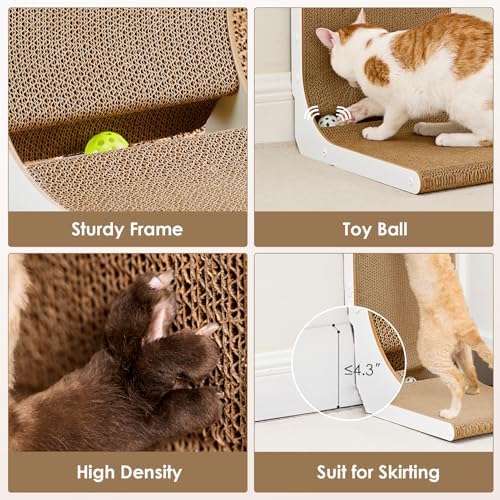 EHEYCIGA Cardboard Cat Scratcher for Indoor Cats, 26.8 Inch, White - Image 5