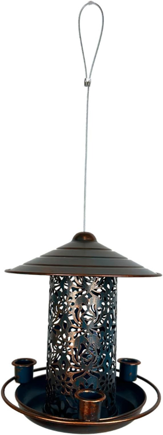 Bird Water Feeder Garden Decorations Multiple Feeders Easy Filling Metal Hanging Food Station Food Trays for Outside