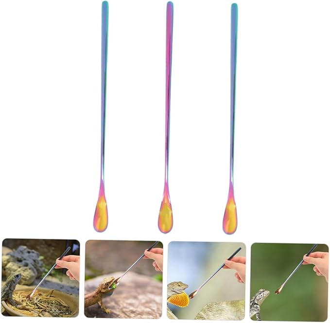 POPETPOP 3pcs Leopard Gecko Food Scoop Reptile Spoons for Wet Food Feeding Tool