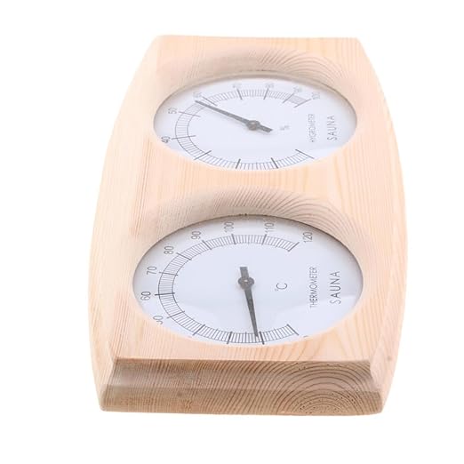DECHOUS Wooden Hygrothermograph for Sauna Durable Temperature Humidity with Dial Easy to Read Pointer Celsius Scale for Indoor Use and Terrariums