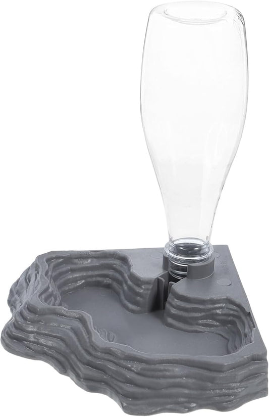 Plastic Reptile Water Feeder Automatic Tortoise and Lizard Drinking Fountain Creative Design for Easy Refilling Grey Suitable for Reptiles