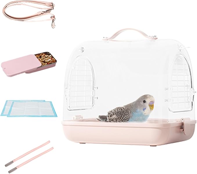 Clear Transport Carrier - Pet Bird Backpack, Lightweight Bird Tote | Ventilated Conure Travel Bag, Removable Parakeet Crate, Travel Accessory for Lovebirds