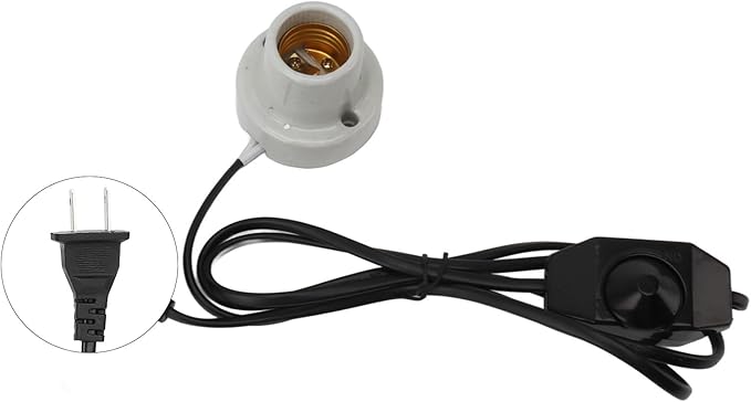 Reptile Lamp Holder Ceramic E27 Socket Reptile Heat Lamp Holder for Lizard Turtle Professional Heat Light Fixture Holder (US Plug 120V)