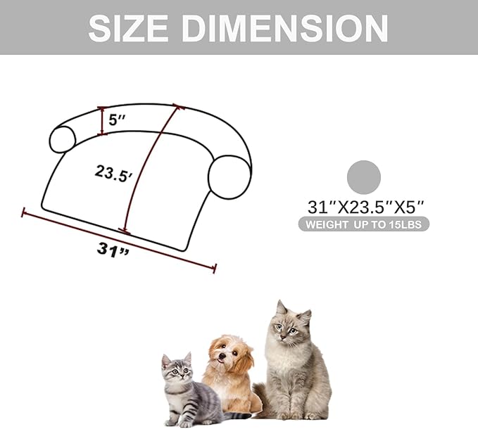 Tinaco Calming Dogs/Cats Bed Mats, Dog Pad Washable Removable Couch Cover, Plush Long Fur Mat for Pets, Waterproof Lining, Perfect for Small, Medium and Large Dogs and Cats (Light Gray, 31"x23")