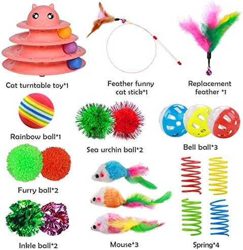 UPSKY 20 PCS Cat Toys Set with Teaser, Mice, Spring, and Various Ball Toys - Image 3