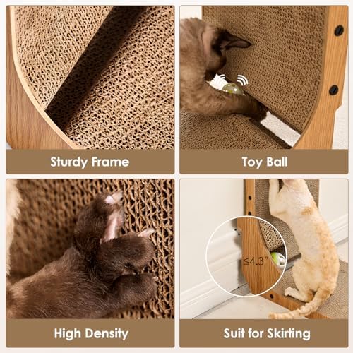 EHEYCIGA Cardboard Cat Scratcher for Indoor Cats, 26.8 Inch, Brown - Image 5