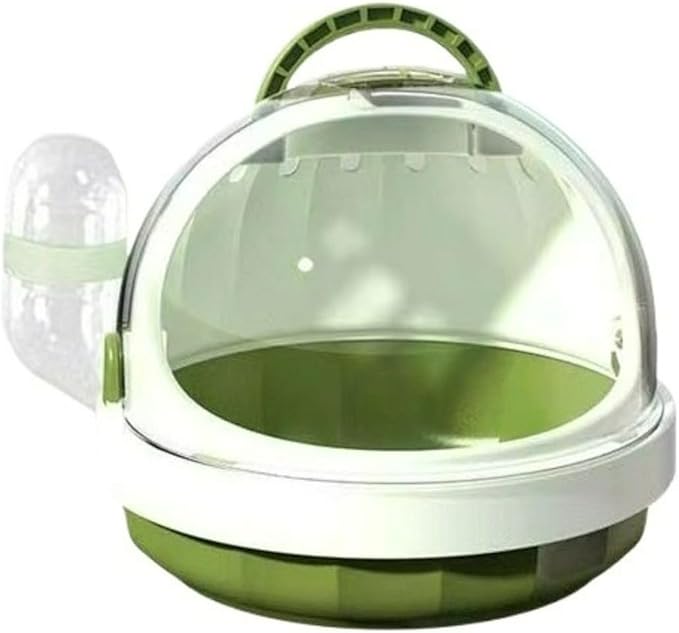 Portable Small pet Carrier with Water Bottle – Hamster Travel cage with Transparent Dome Design, Suitable for Hamsters, Sugar Gliders, and Guinea Pigs. (Moss Green)