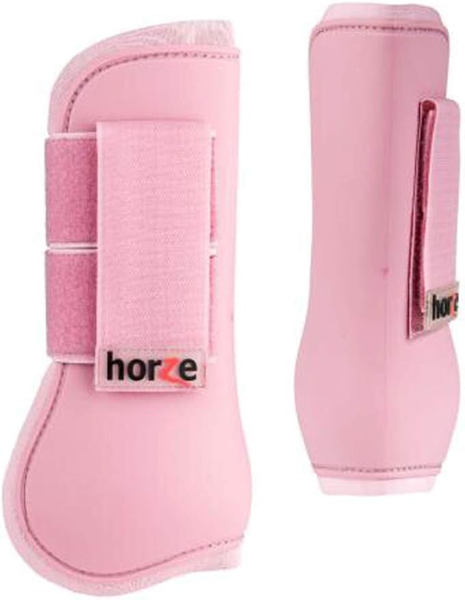 HORZE Chicago Protective Horse Tendon Boots - Lightweight Open Front Boots for Jumping, Trail Riding, and Turnout (Pair) - Lady Light Pink - Pony