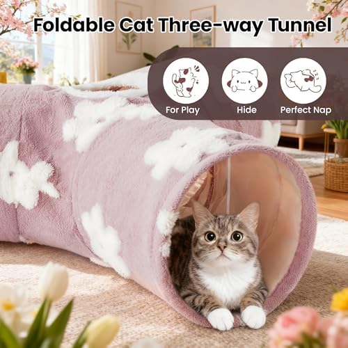 Tempcore Cat Tunnel, 3-Way Collapsible Toy for Indoor Cats, Burlwood - Image 6