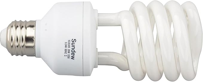 Sundew 10.0 UVB Reptile Light Bulb, Compact Fluorescent Desert Lamp for Bearded Dragons, Tortoises, Lizards, 20-40 Gallon Tank Compatible, E26 Base