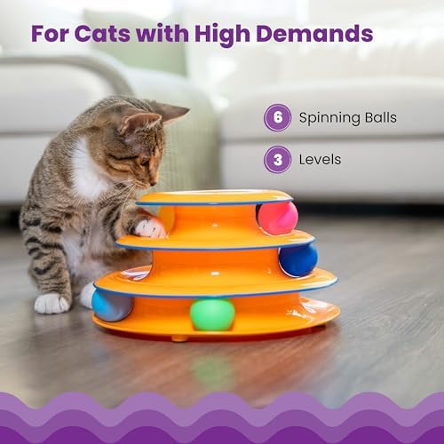 Catstages Tower of Tracks Interactive Cat Toy, 6 Spinning Balls, 10" x 5.3" - Image 3