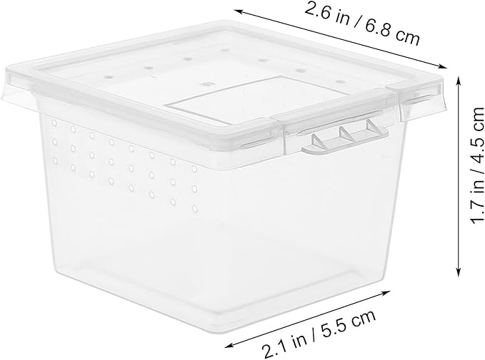 Mipcase Transparent Reptile Breeding Box 2.7In Small Feeding Cage Tank for Snakes Lizards Spiders Geckos and Insects with Secure Lid for Safe Habitat