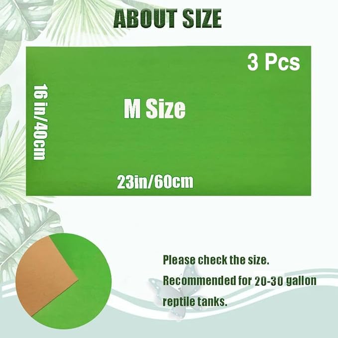 Tfwadmx 3 Pcs Reversible Reptile Carpet Mat 23.6" x 15.7" Terrarium Bedding Substrate Liner Reptile Cage Mat Supplies for Leopard Gecko Lizard Bearded Dragon Tortoise Snake Chameleon