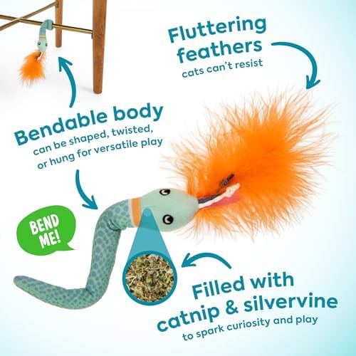 Instincts by SmartyKat HappyNip Tricky Twister Bendable Snake Plush Cat Toy, Contains Catnip & Silvervine - Blue, One Size - Image 2