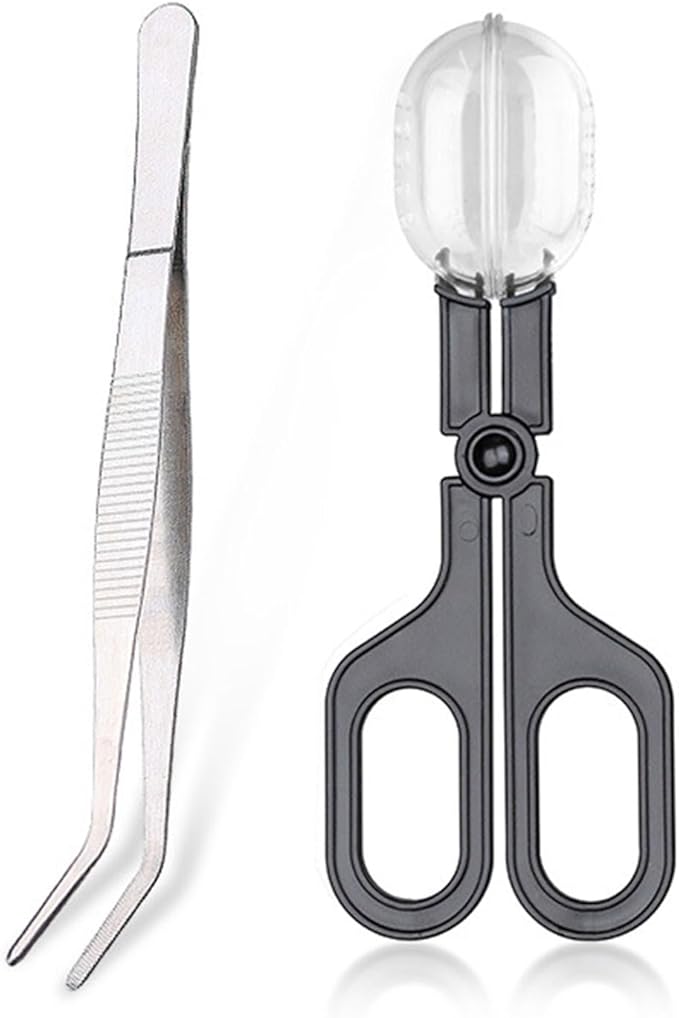 NonSlip Clamp Reptiles Feeding Tweezers with Clear Catcher Catching Tool for Safe Use Reptiles Care Supplies