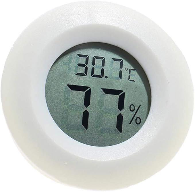 POPETPOP Reptile Box Digital Thermometer Hygrometer Round Shaped Temperature and Humidity for Home Office and Indoor
