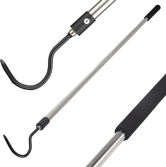 Snake Hook Heavy Duty, Snake Hook Retractable 35"-65" Catcher Hook for Rattlesnakes Ball Python Rattle Cobra Removal Non-Slip Foam Handle and Thickened Stainless Steel