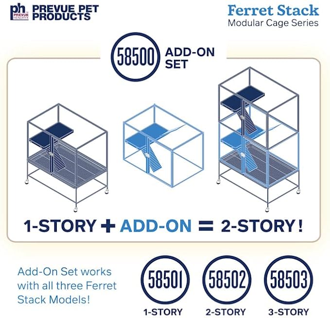 Prevue Pet Products Ferret Stacking Cage Add-On Unit, Fits Prevue Ferret Stack Cages