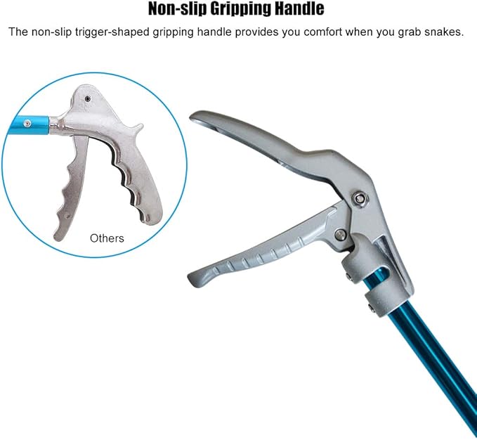 IC ICLOVER 52 Inch Aluminum Alloy Snake Tongs, Professional Standard All-in-One Reptile Grabber Rattle Snake Catcher Wide Jaw Handling Tool with Lock and Grip Handle