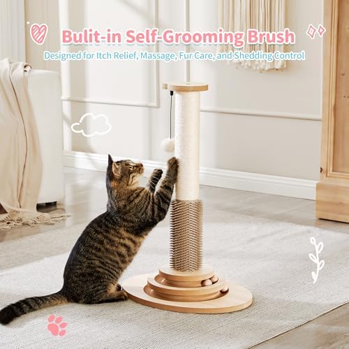 Made4Pets Cat Scratching Post for Indoor Cats with Self Groomer, 23" - Image 4