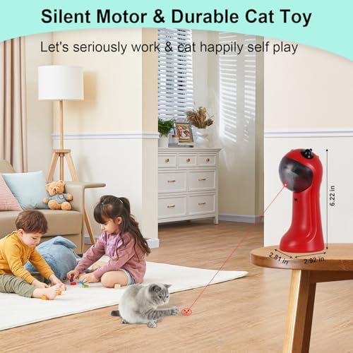 TBTeek Cat Toy, Automatic Cat Toy, 5 Fun Patterns, 4 Speed Modes (Red) - Image 7