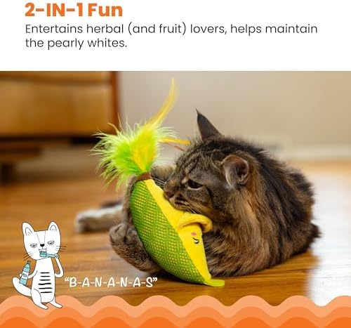 Catstages Kicker Peelin' Good Banana Dental Cat Toy with Catnip, 8" - Image 2