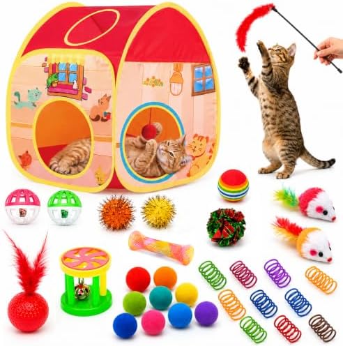 AILUKI 33PCS Cat Toys Variety Pack for Indoor Cats, Kitten Toys Cat Tunnel by AILUKI