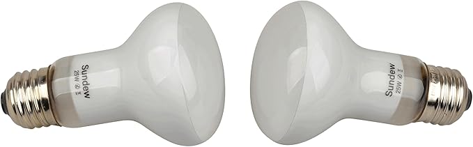 Sundew 2-Pack Reptile Heat Bulb, Dimmable Basking Spot Lamp for Reptiles & Amphibians, Daytime Heating Light for Bearded Dragon, Gecko, Lizard, Snake, Turtle - E26 Base (50, Watts)
