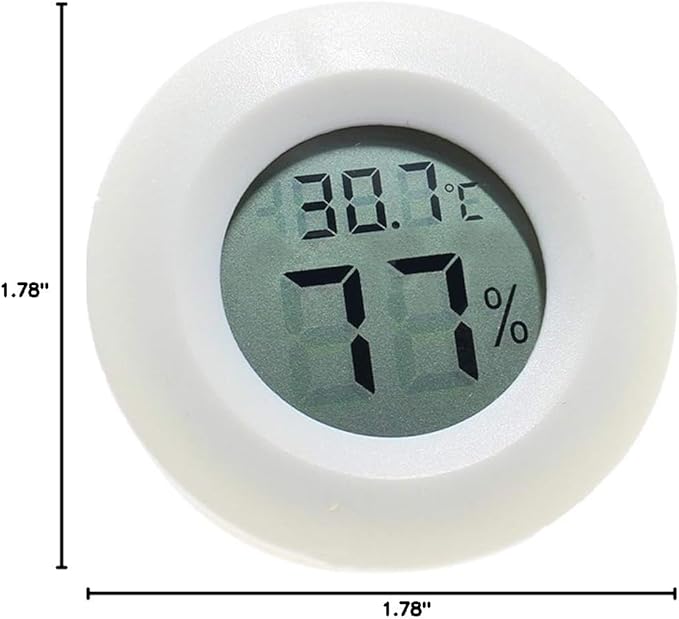 POPETPOP Reptile Box Digital Thermometer Hygrometer Round Shaped Temperature and Humidity for Home Office and Indoor