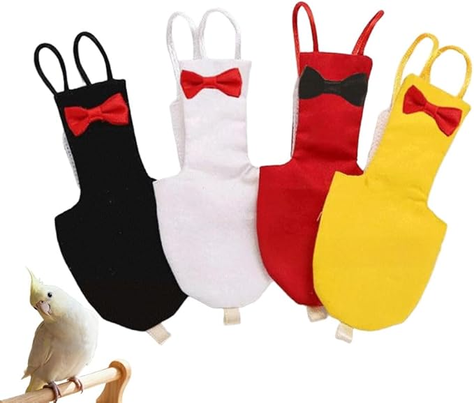 4pcs Bird Diaper Parrot Flight Suit Solid Color Parrot Nappy Reusable Pigeon Pants Cockatiel Clothes for Parakeet Mini Macaw Budgie Canary for Indoor Outdoor - L
