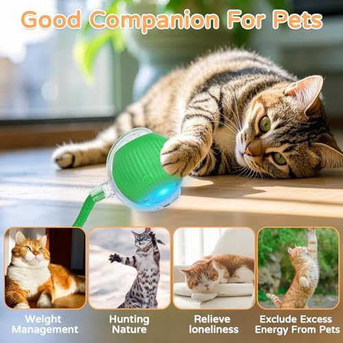 Goosheep 1PK Automatic Rolling Interactive Cat Toys Ball for Indoor Cat Dog - Image 2