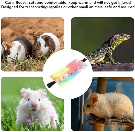 Reptile Sling Carrier with Adjustable Strap, Soft Warm Pouch for Bearded Dragon, Lizard, Leopard Gecko, Hamster, Small Animals, Iridescent