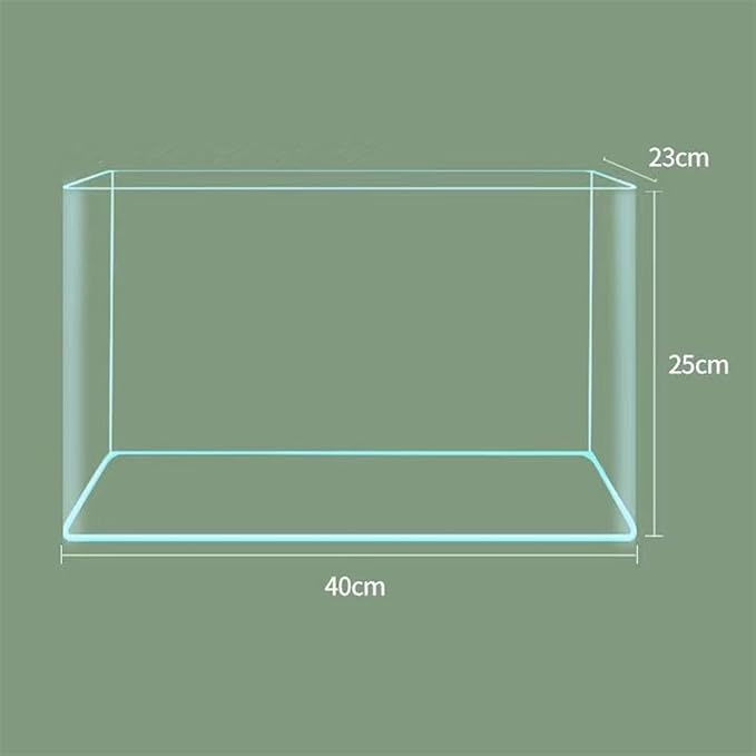 Fish Tank Glass Aquarium Curved Edge Living Room Small Aquarium Desktop Transparent Glass Fish Tank Turtle Breeding Box Aquarium(40x23x25cm)